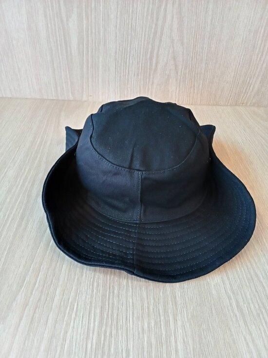 Miu Miu Black and White Embroidered Wide Brim Drill Hat main image 5